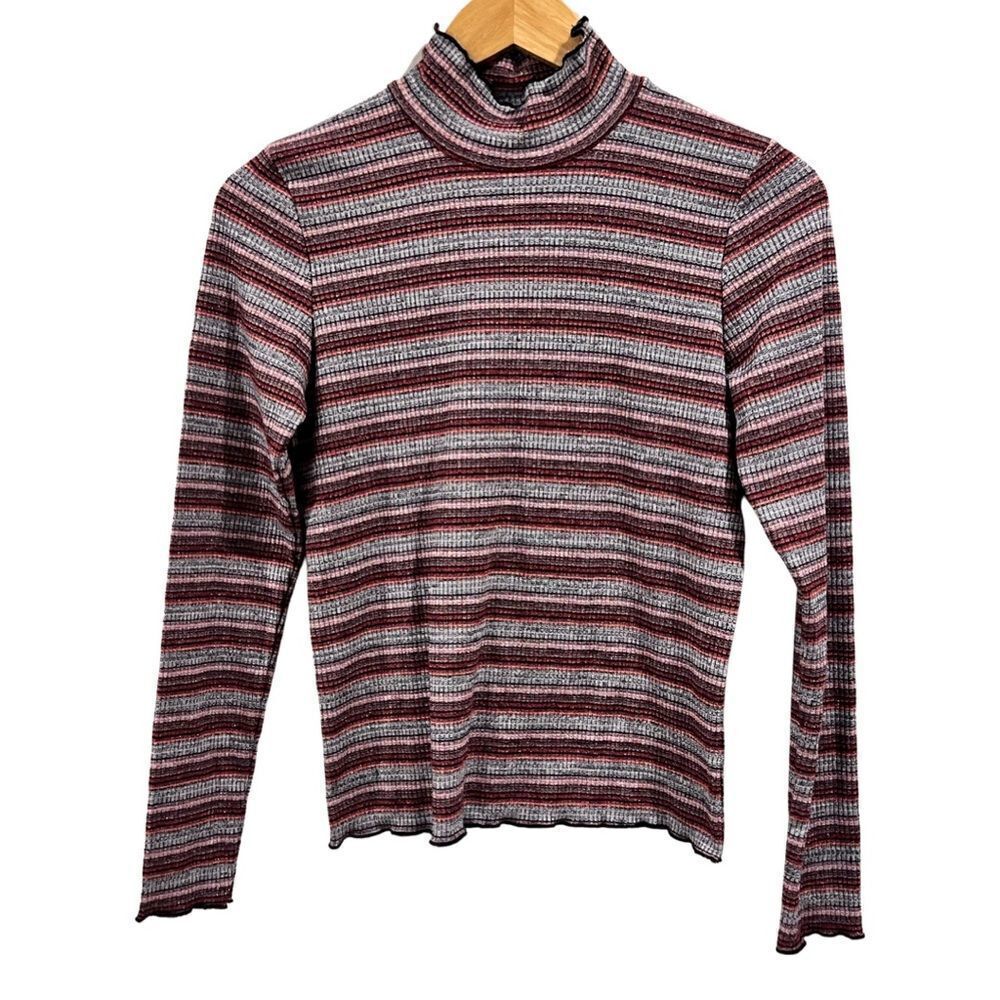 Art Class Mock neck striped metallic Long sleeve top Girls Size XL 14/16